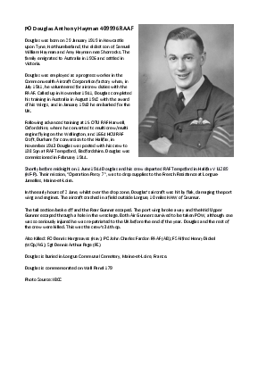 A preview of a PDF biography for Hayman, Douglas Anthony